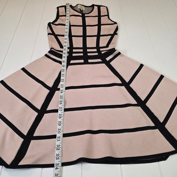 Torn by Ronny Kobo Size S Hilda Tan Black Grid Knit Fit Flare Dress Sleeveless - Picture 10 of 10